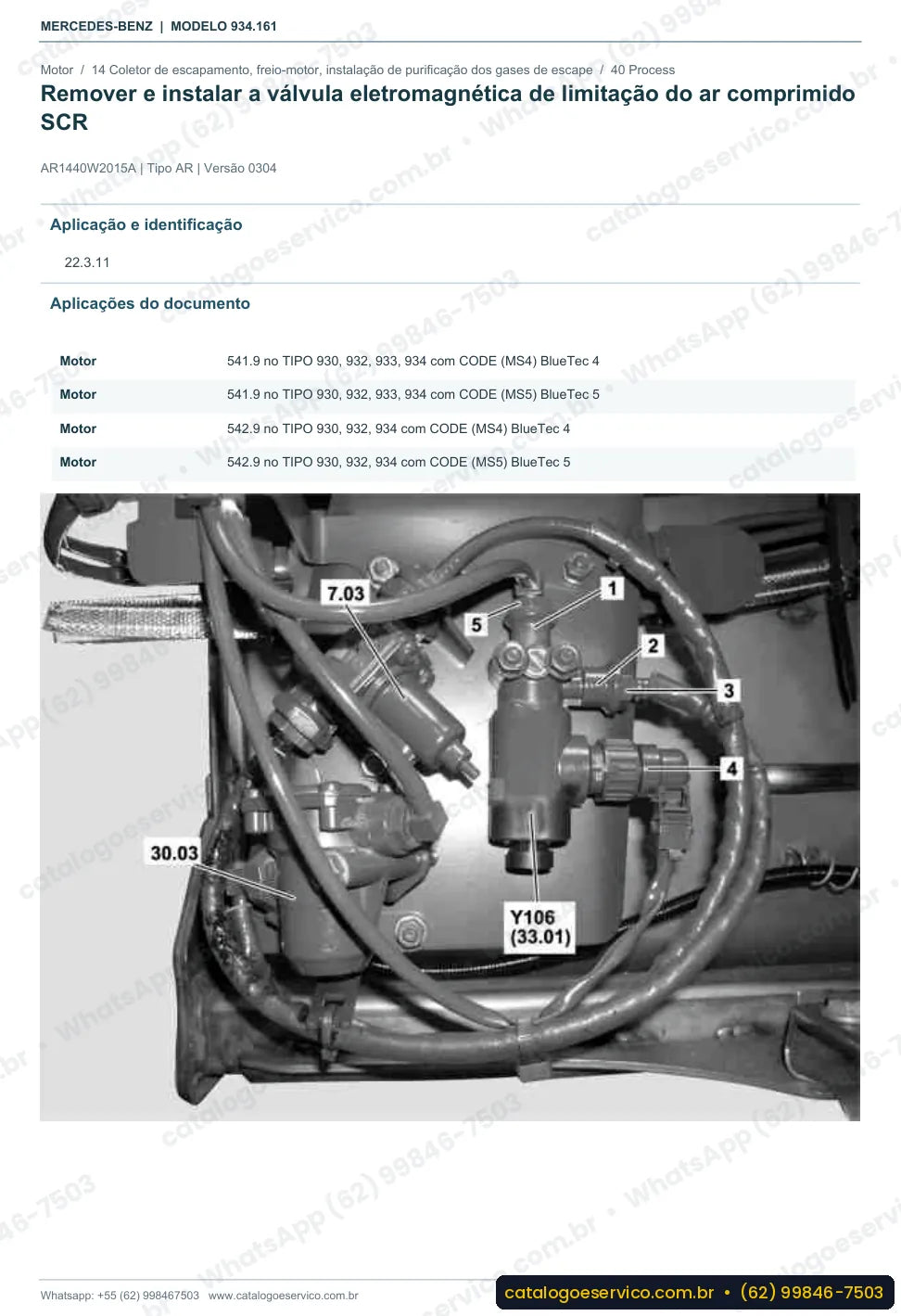 Página de procedimento do manual de oficina Mercedes-Benz Actros 3340 S