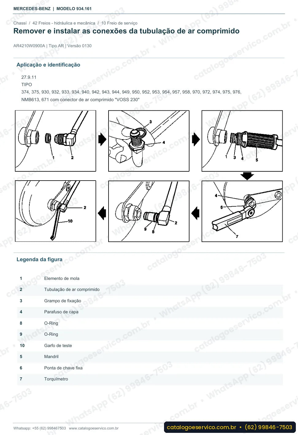 Página de procedimento do manual de oficina Mercedes-Benz Actros 3340 S