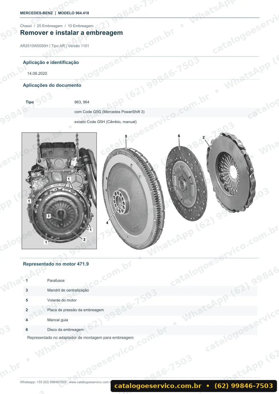 Página de procedimento do manual de oficina Mercedes-Benz Actros 3342 A