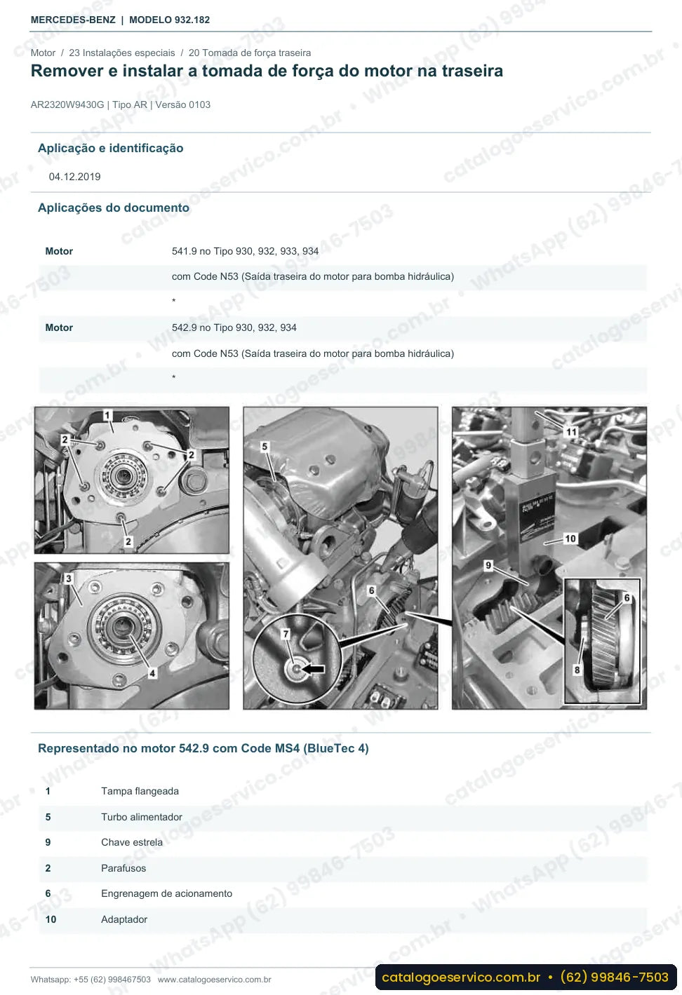 Página de procedimento do manual de oficina Mercedes-Benz Actros 3343 AK