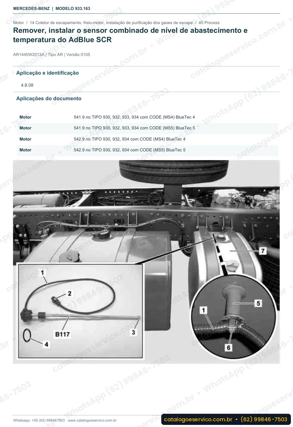 Página de procedimento do manual de oficina Mercedes-Benz Actros 3343 B