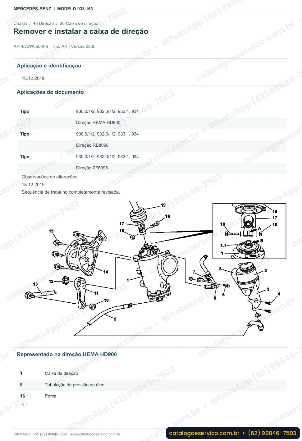 Página de procedimento do manual de oficina Mercedes-Benz Actros 3343 B