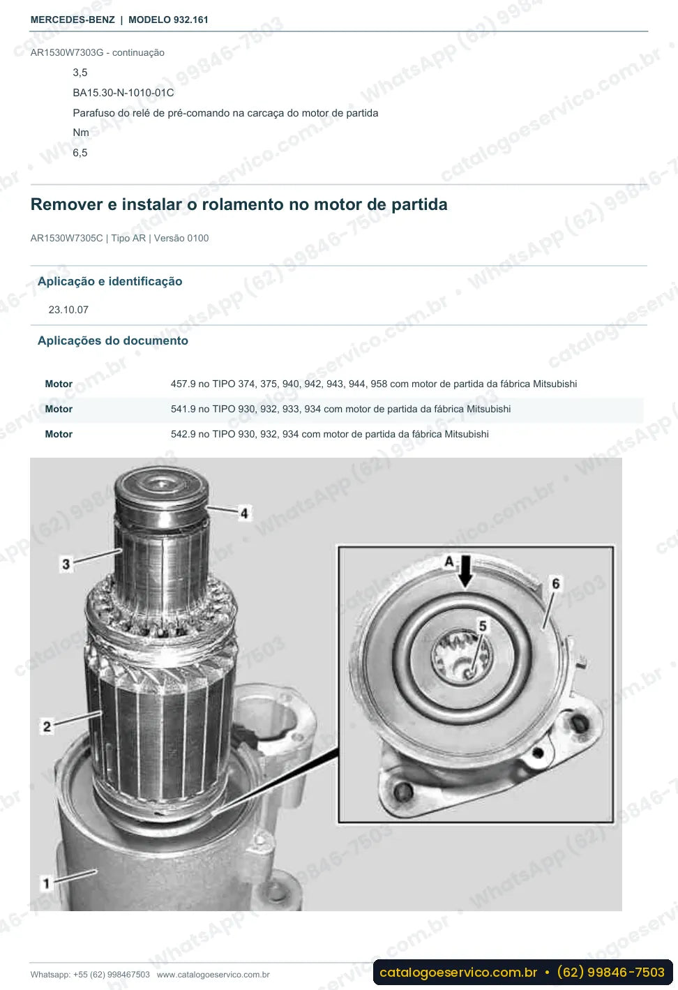 Página de procedimento do manual de oficina Mercedes-Benz Actros 3343 K