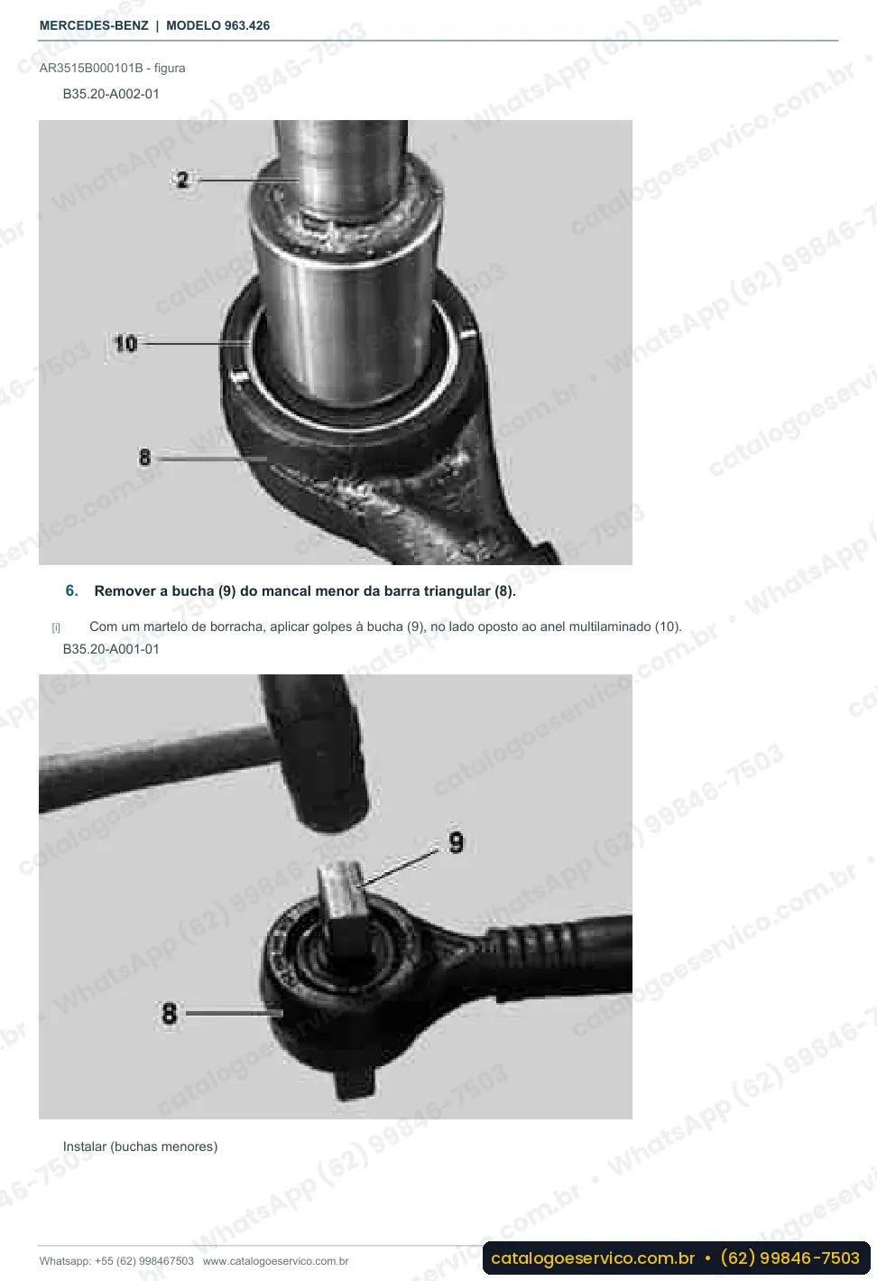 Página de procedimento do manual de oficina Mercedes-Benz Actros 3343 LS