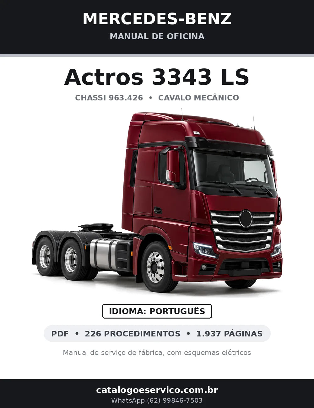Capa do manual de oficina Mercedes-Benz Actros 3343 LS