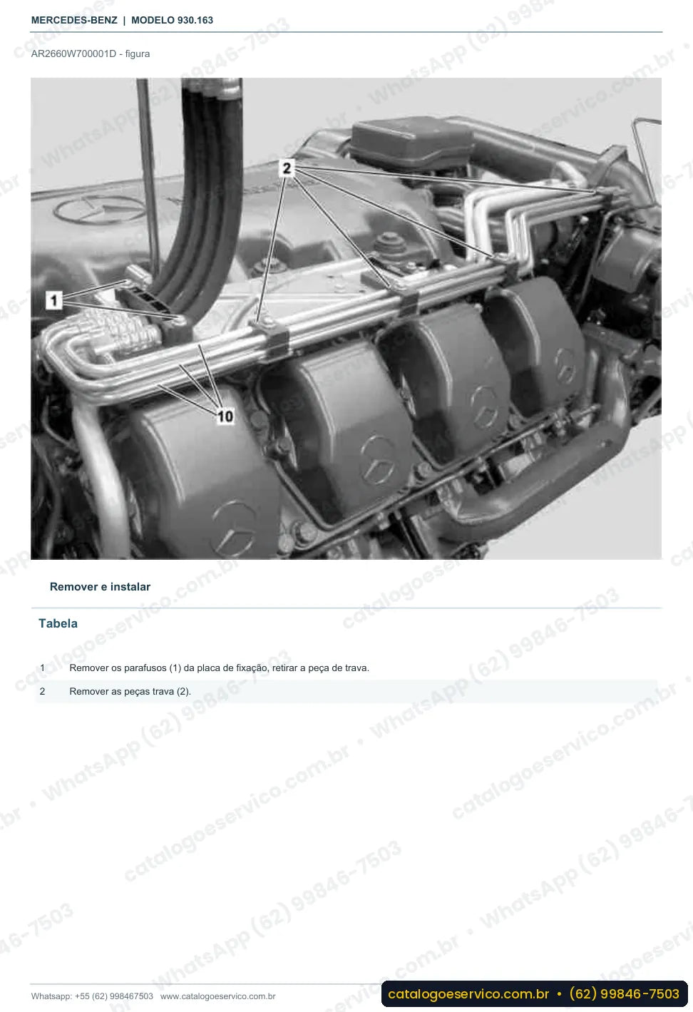 Página de procedimento do manual de oficina Mercedes-Benz Actros 3343