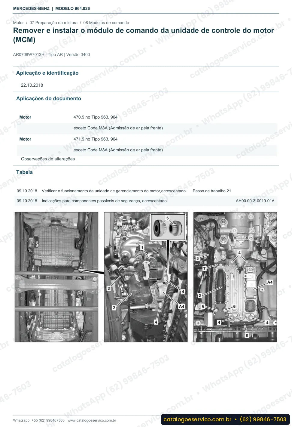 Página de procedimento do manual de oficina Mercedes-Benz Actros 3346 L