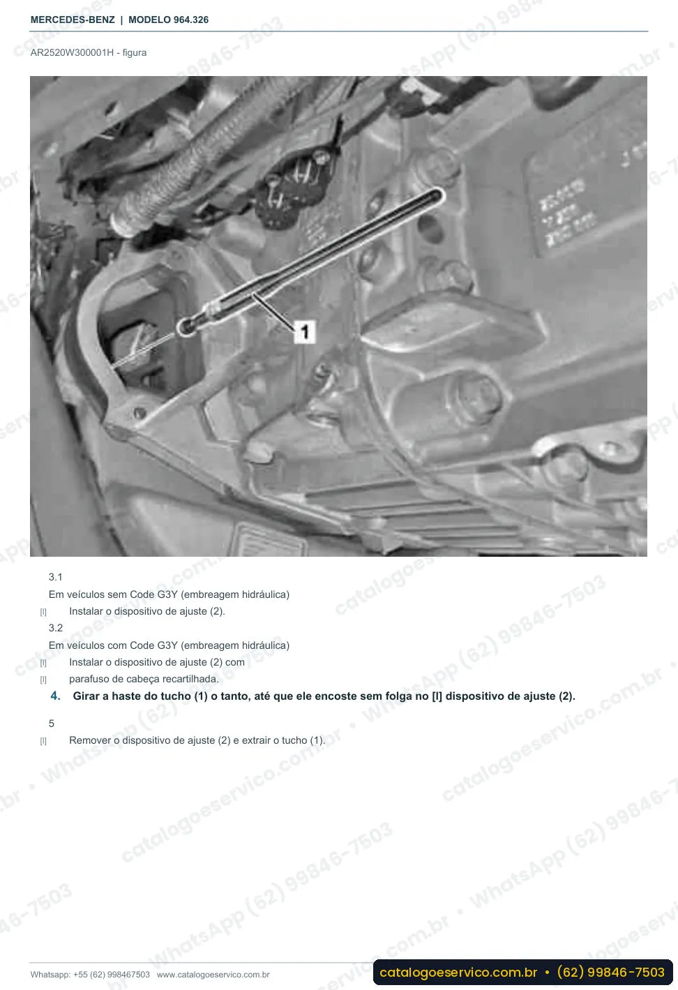 Página de procedimento do manual de oficina Mercedes-Benz Actros 3346 LB