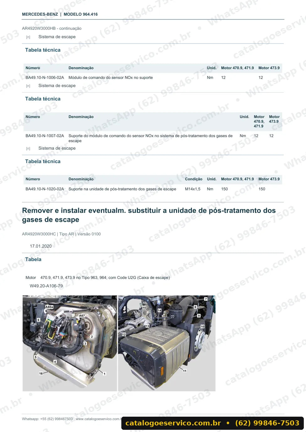 Página de procedimento do manual de oficina Mercedes-Benz Actros 3346 S