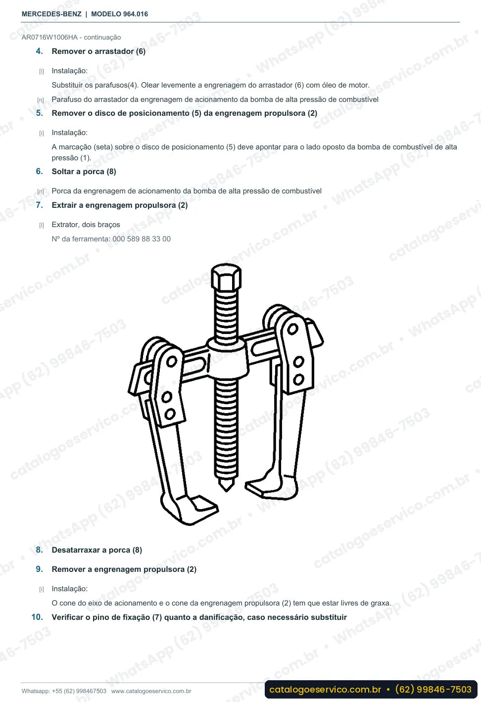 Página de procedimento do manual de oficina Mercedes-Benz Actros 3346