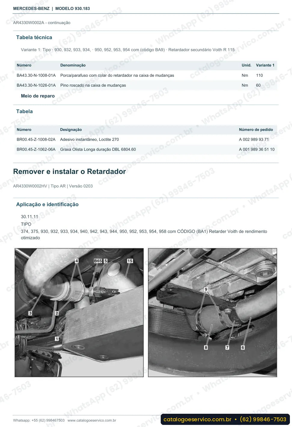 Página de procedimento do manual de oficina Mercedes-Benz Actros 3348 A