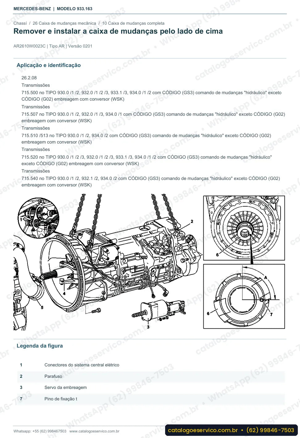 Página de procedimento do manual de oficina Mercedes-Benz Actros 3348 B