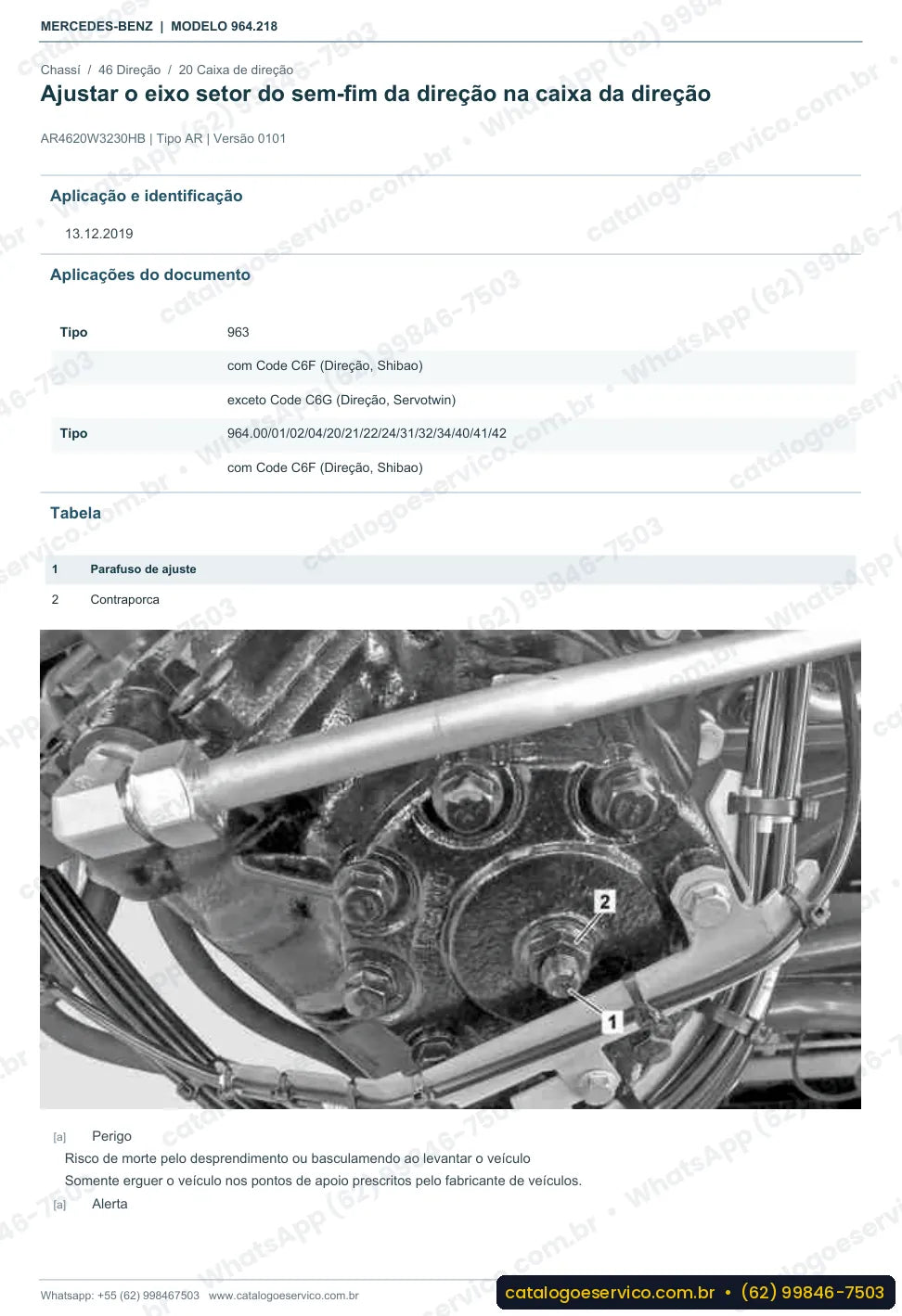 Página de procedimento do manual de oficina Mercedes-Benz Actros 3348 K