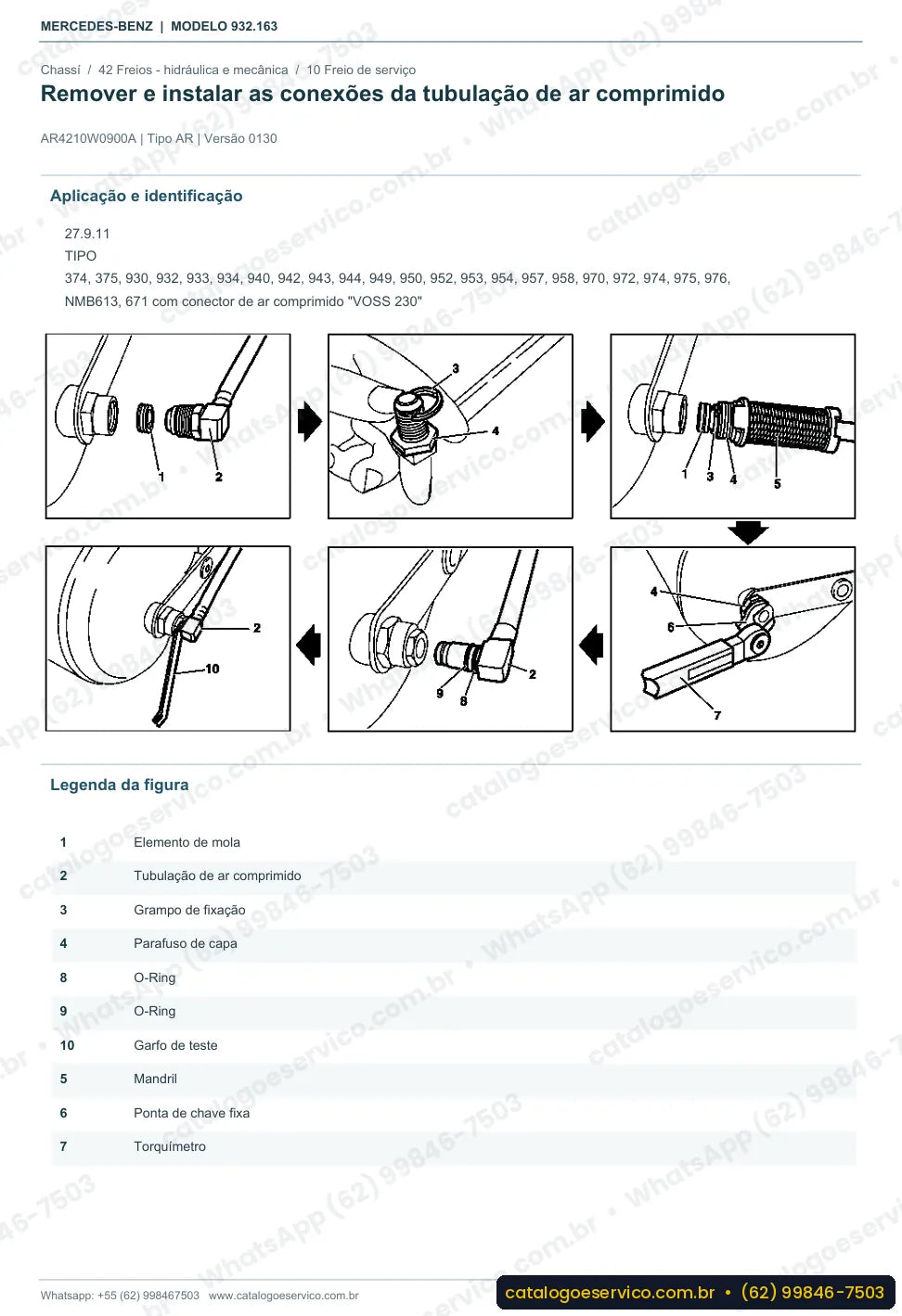 Página de procedimento do manual de oficina Mercedes-Benz Actros 3350 K