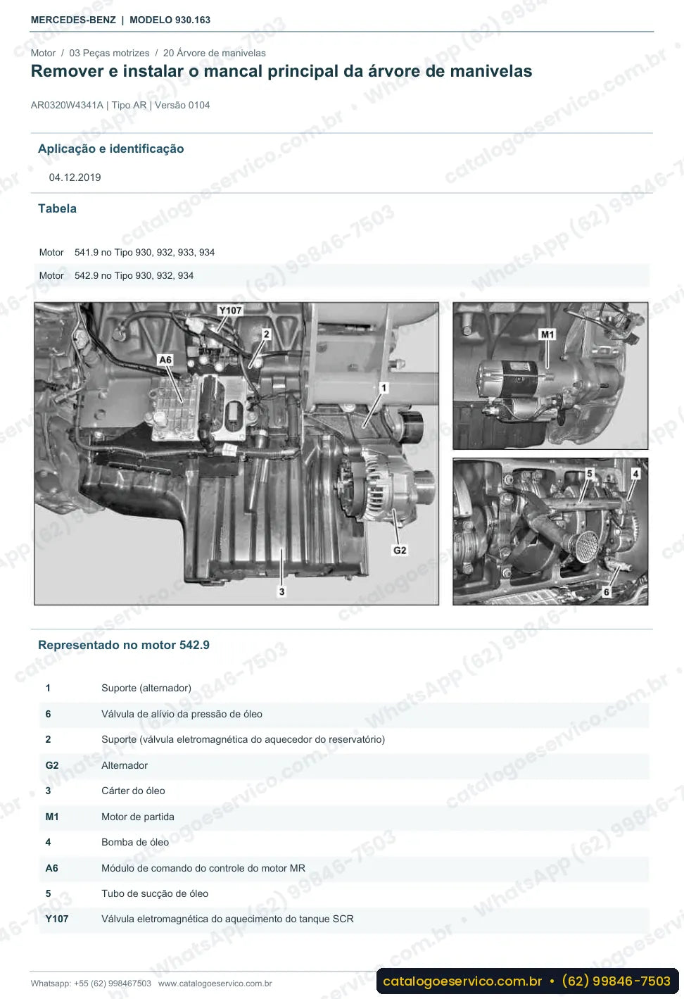 Página de procedimento do manual de oficina Mercedes-Benz Actros 3350