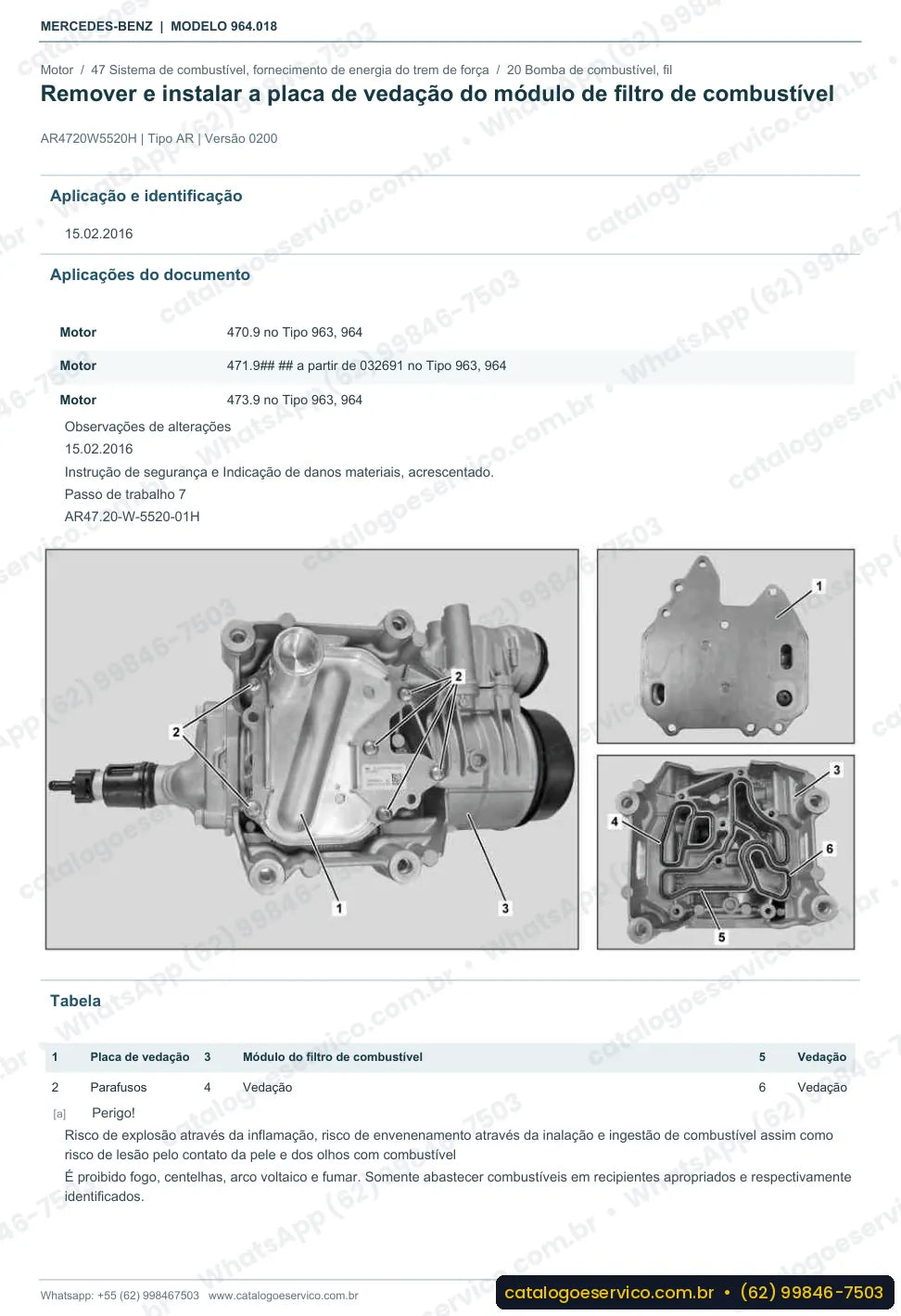 Página de procedimento do manual de oficina Mercedes-Benz Actros 3351 A