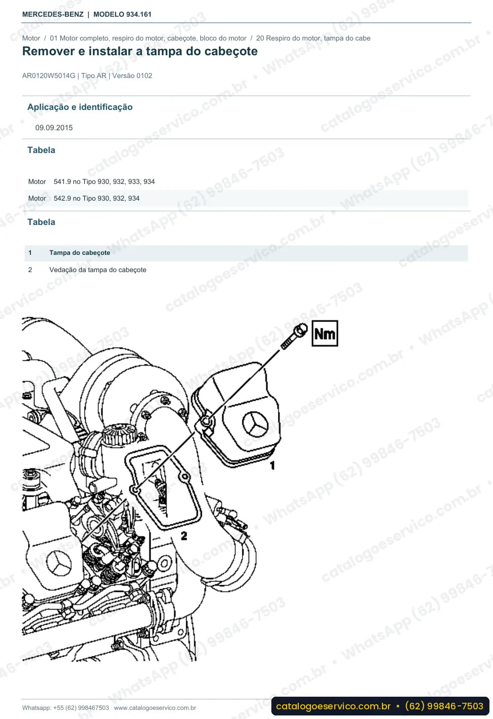Página de procedimento do manual de oficina Mercedes-Benz Actros 3351 S