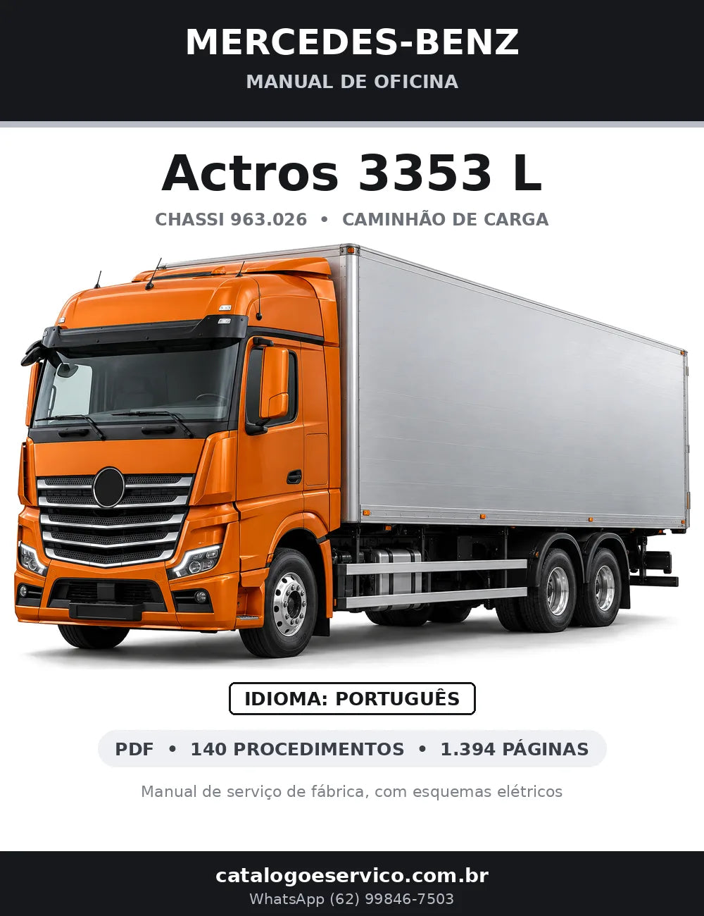 Capa do manual de oficina Mercedes-Benz Actros 3353 L