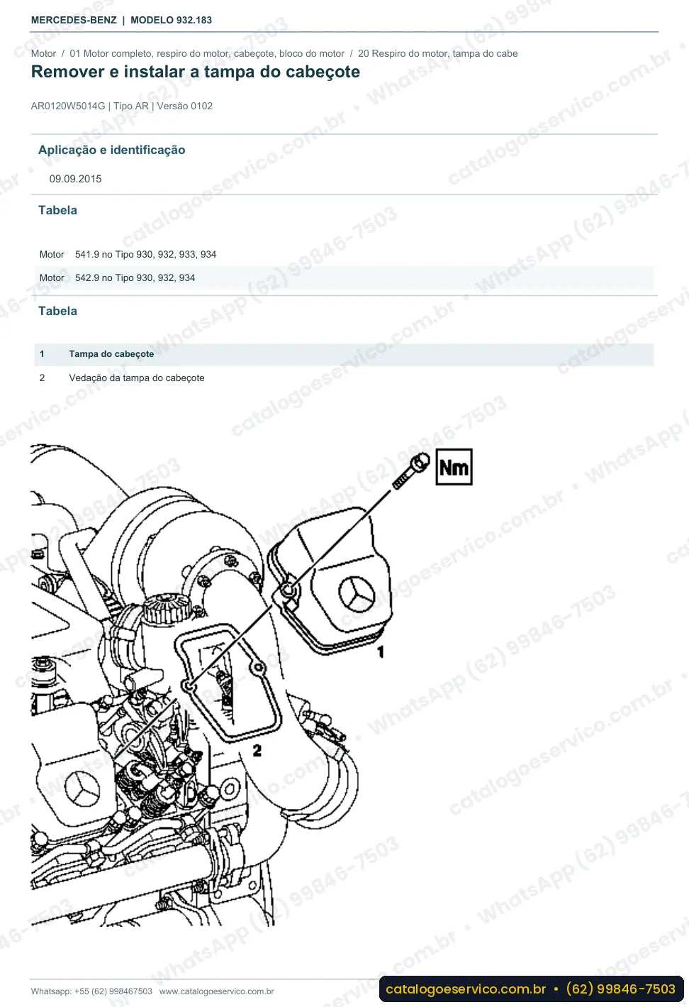 Página de procedimento do manual de oficina Mercedes-Benz Actros 3354 AK