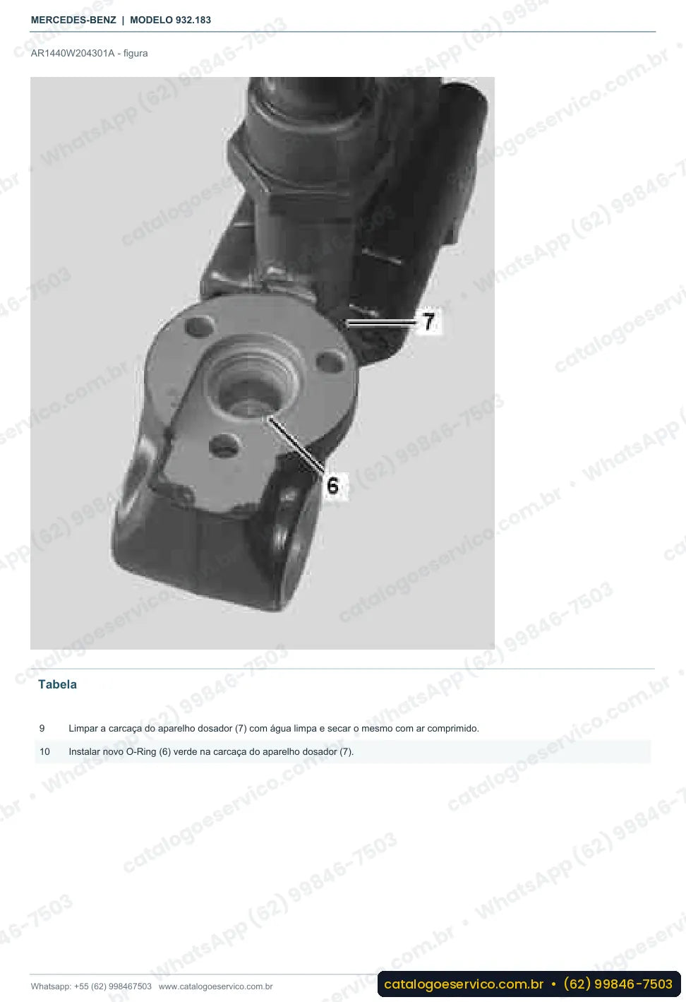 Página de procedimento do manual de oficina Mercedes-Benz Actros 3360 AK