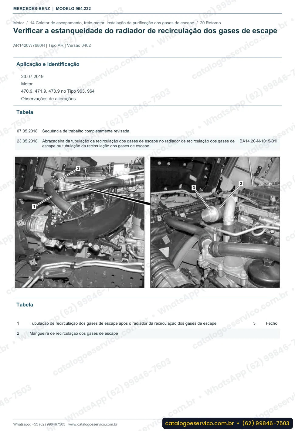 Página de procedimento do manual de oficina Mercedes-Benz Actros 4133 AK