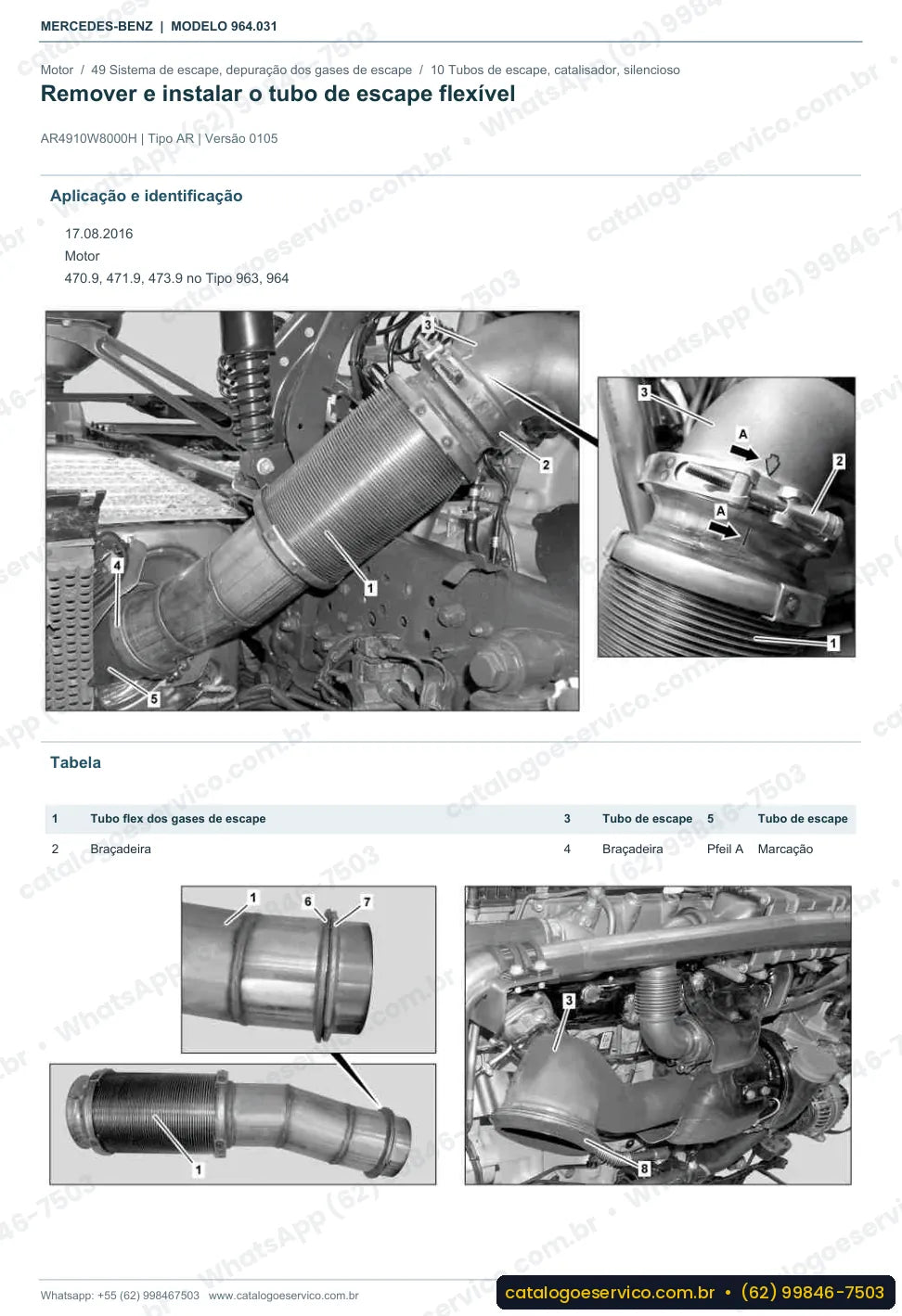 Página de procedimento do manual de oficina Mercedes-Benz Actros 4133
