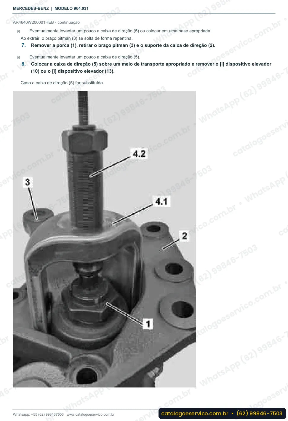 Página de procedimento do manual de oficina Mercedes-Benz Actros 4133
