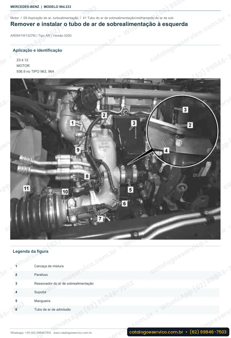 Página de procedimento do manual de oficina Mercedes-Benz Actros 4136 AK
