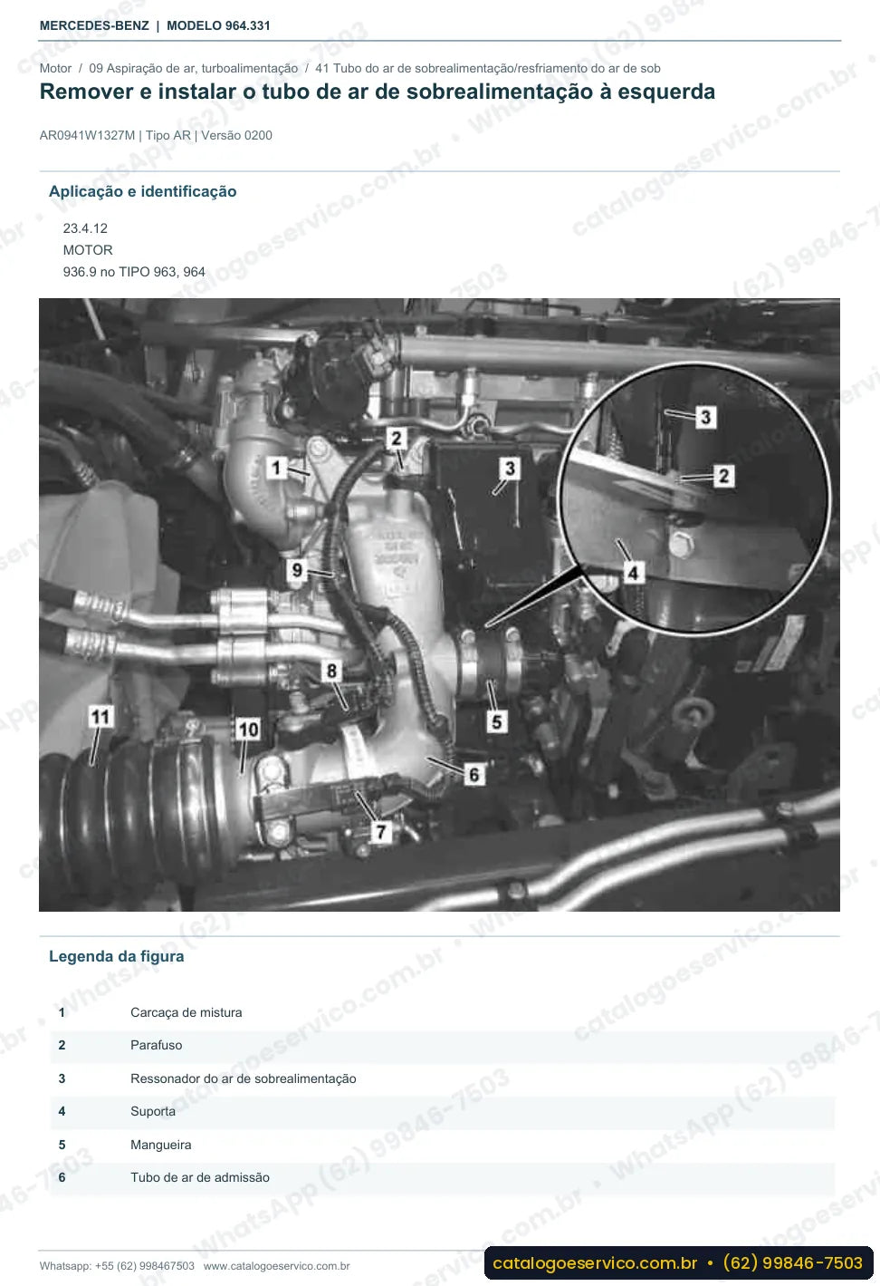 Página de procedimento do manual de oficina Mercedes-Benz Actros 4136 B