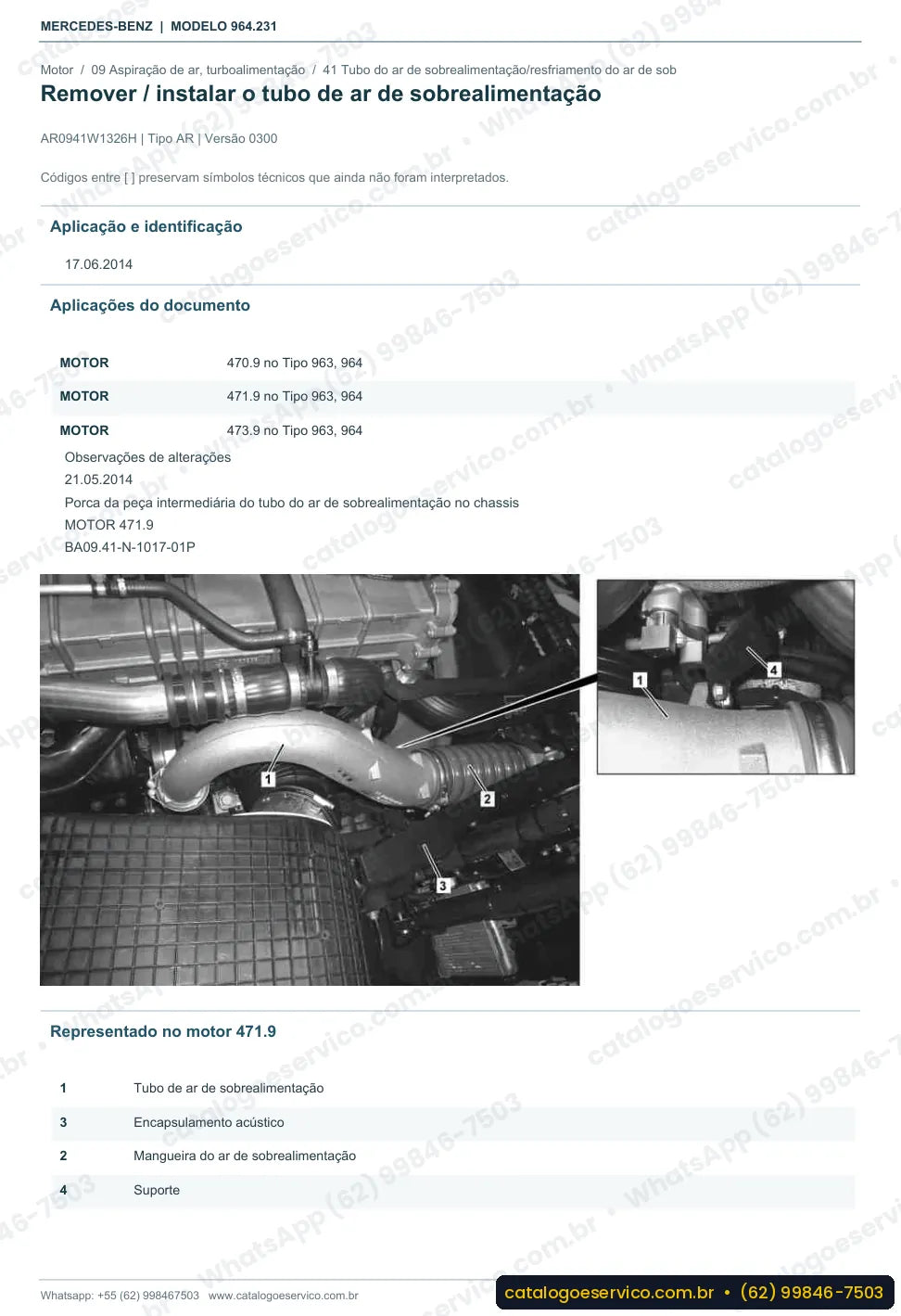 Página de procedimento do manual de oficina Mercedes-Benz Actros 4136 K
