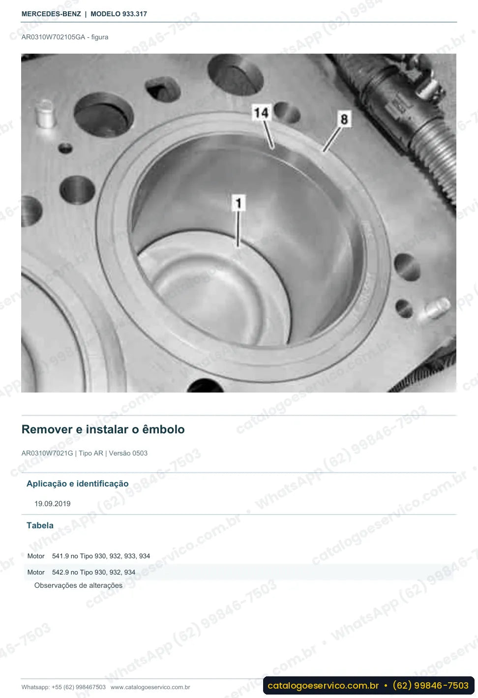 Página de procedimento do manual de oficina Mercedes-Benz Actros 4140 B