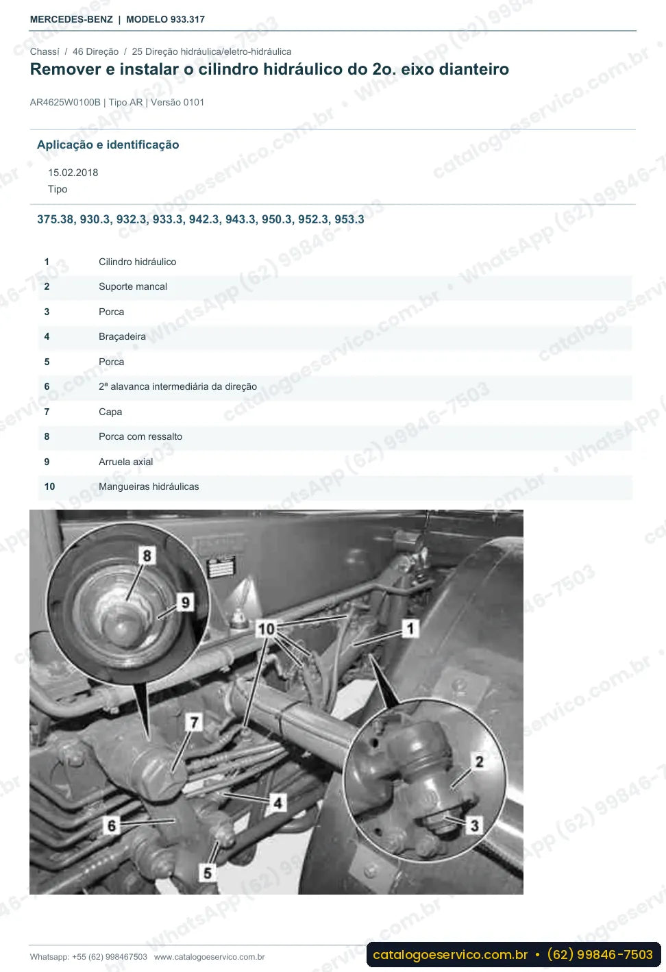 Página de procedimento do manual de oficina Mercedes-Benz Actros 4140 B