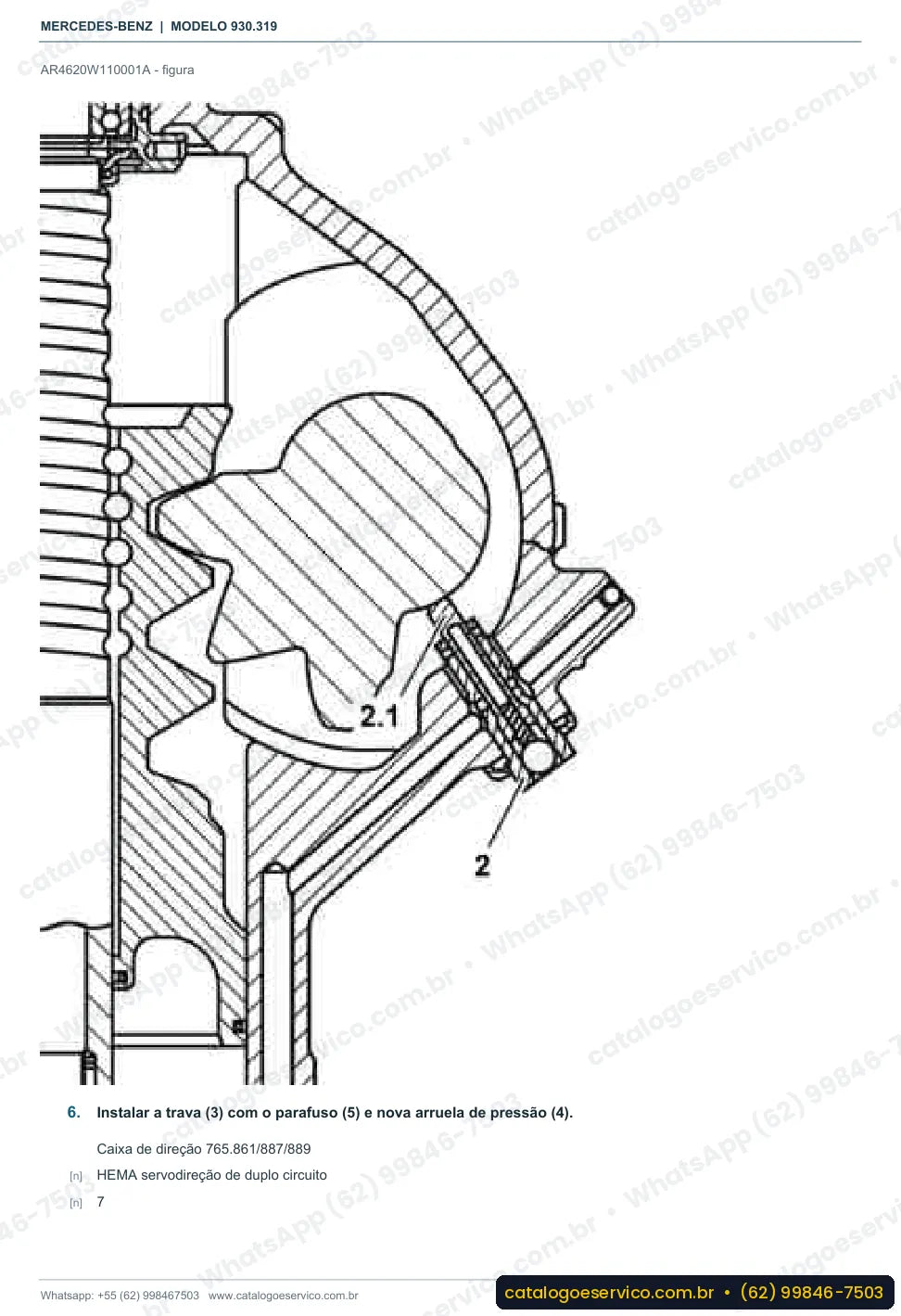Página de procedimento do manual de oficina Mercedes-Benz Actros 4141
