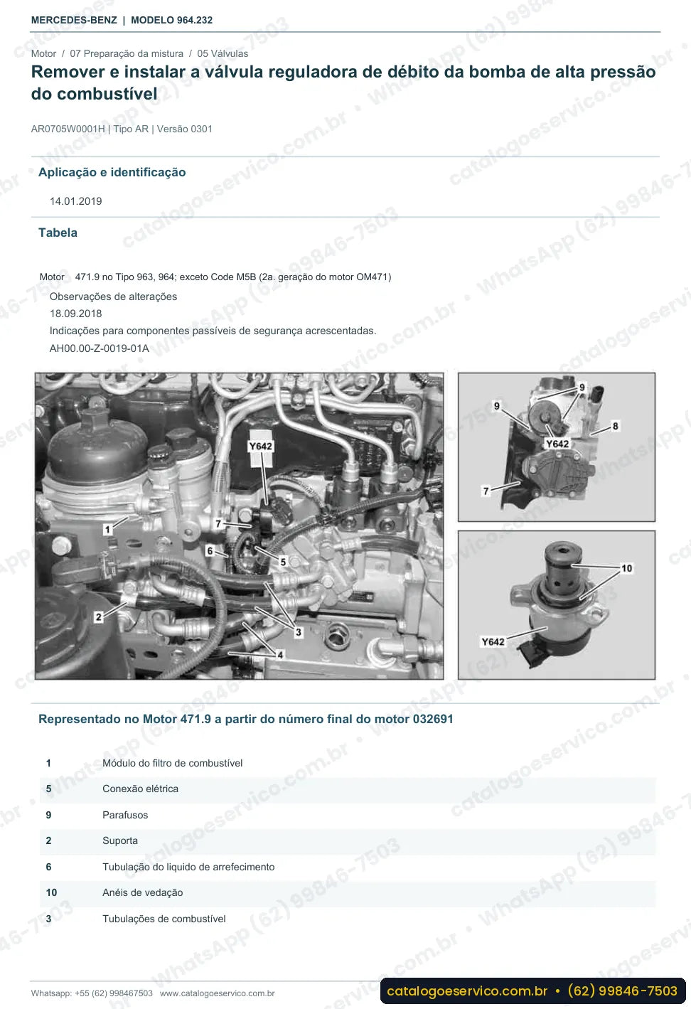 Página de procedimento do manual de oficina Mercedes-Benz Actros 4142 AK