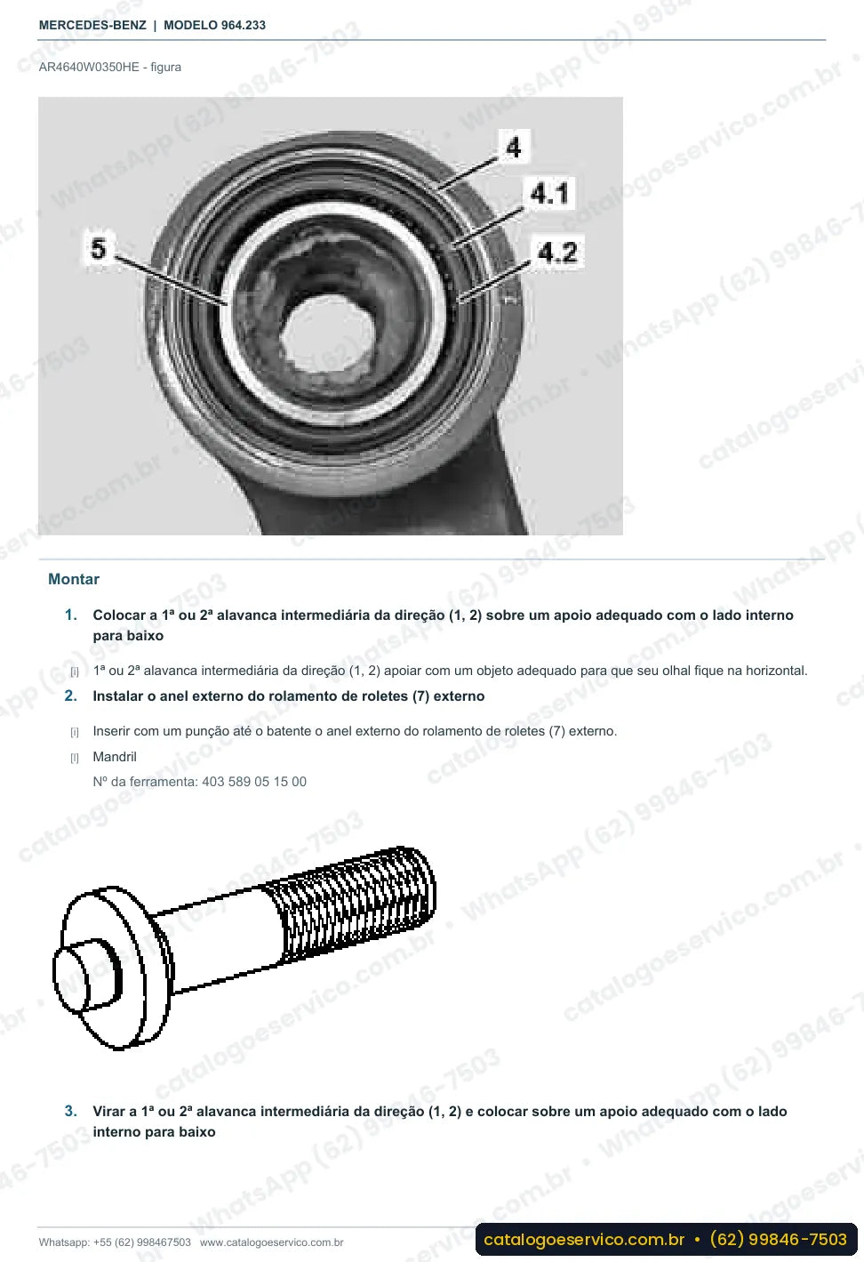 Página de procedimento do manual de oficina Mercedes-Benz Actros 4146 AK