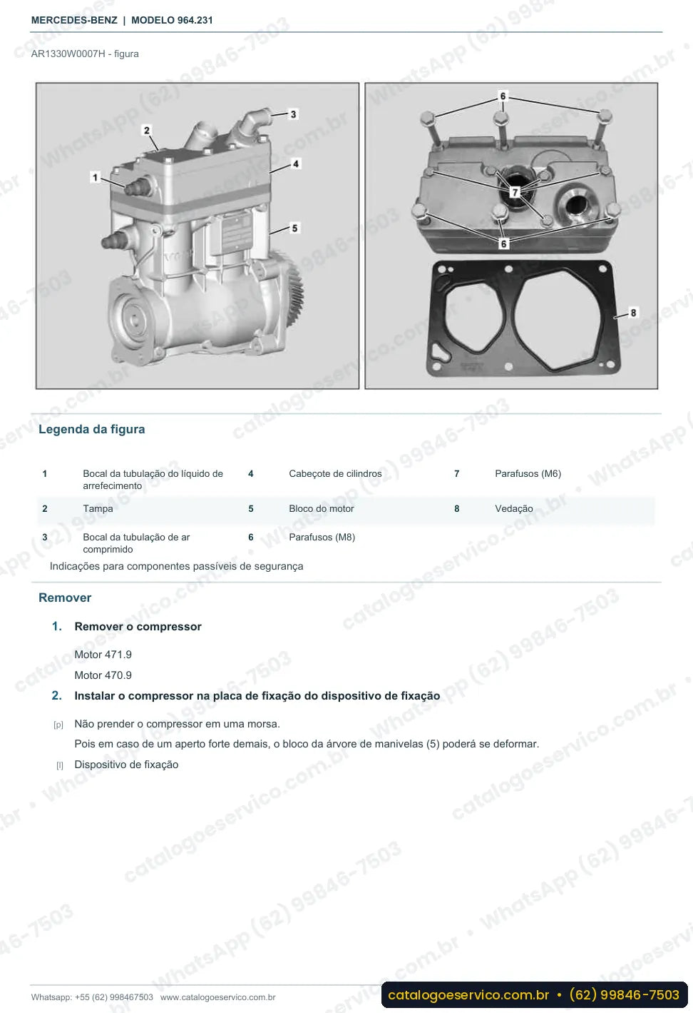 Página de procedimento do manual de oficina Mercedes-Benz Actros 4146 K