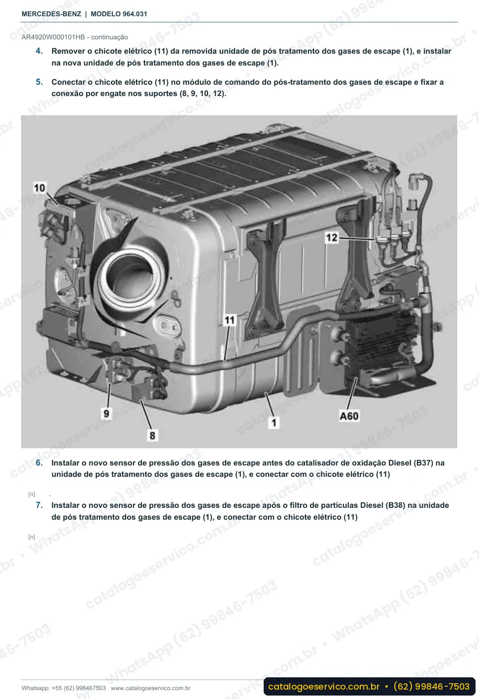 Página de procedimento do manual de oficina Mercedes-Benz Actros 4146