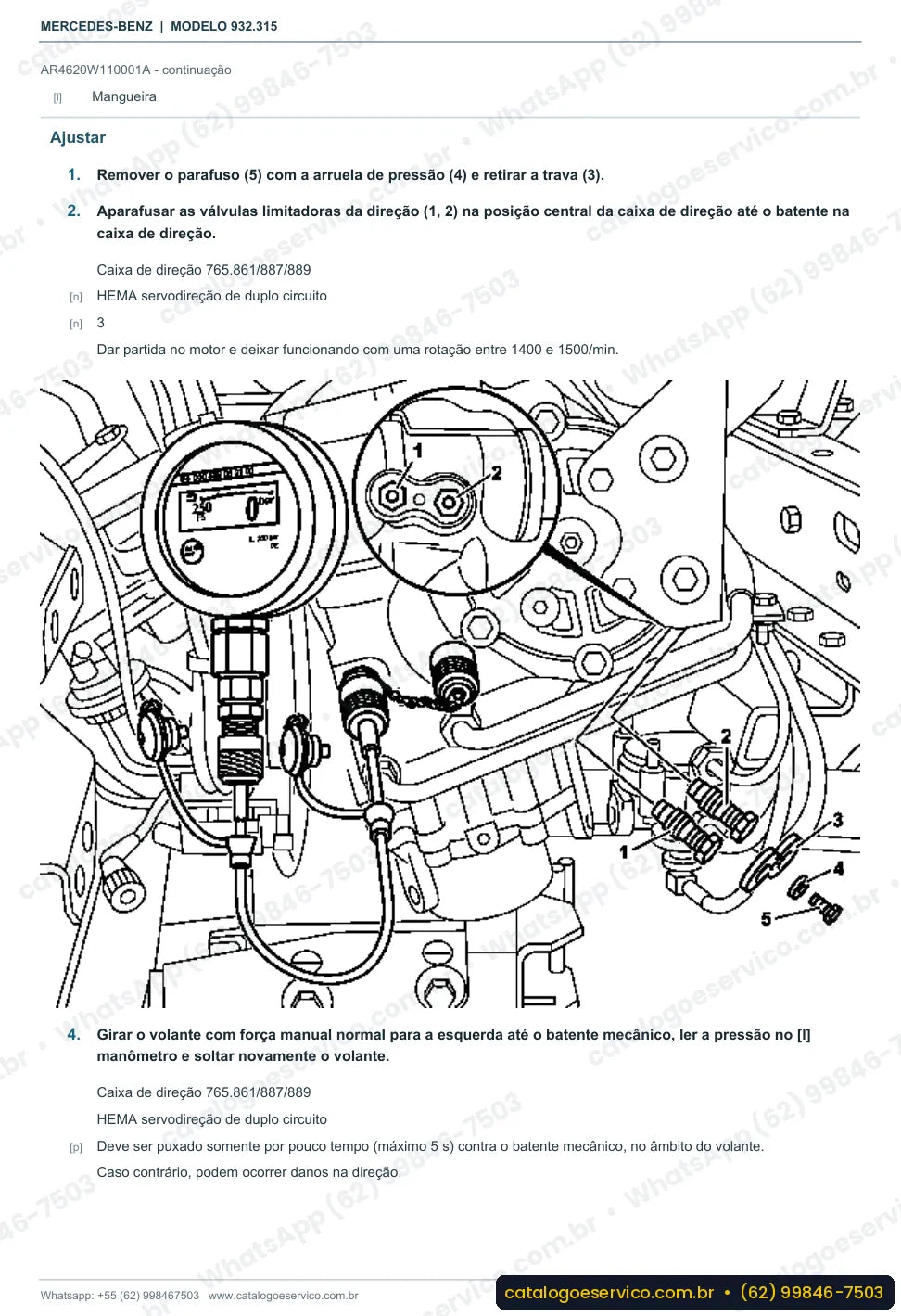 Página de procedimento do manual de oficina Mercedes-Benz Actros 4150 K