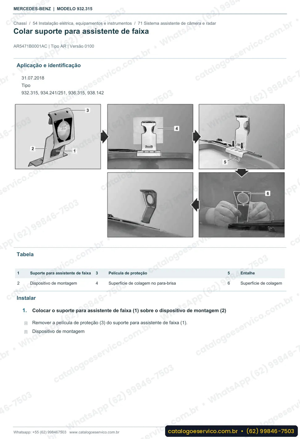 Página de procedimento do manual de oficina Mercedes-Benz Actros 4151 K