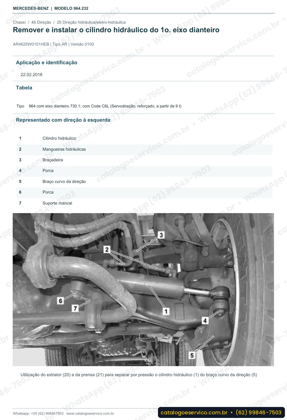 Página de procedimento do manual de oficina Mercedes-Benz Actros 4153 AK