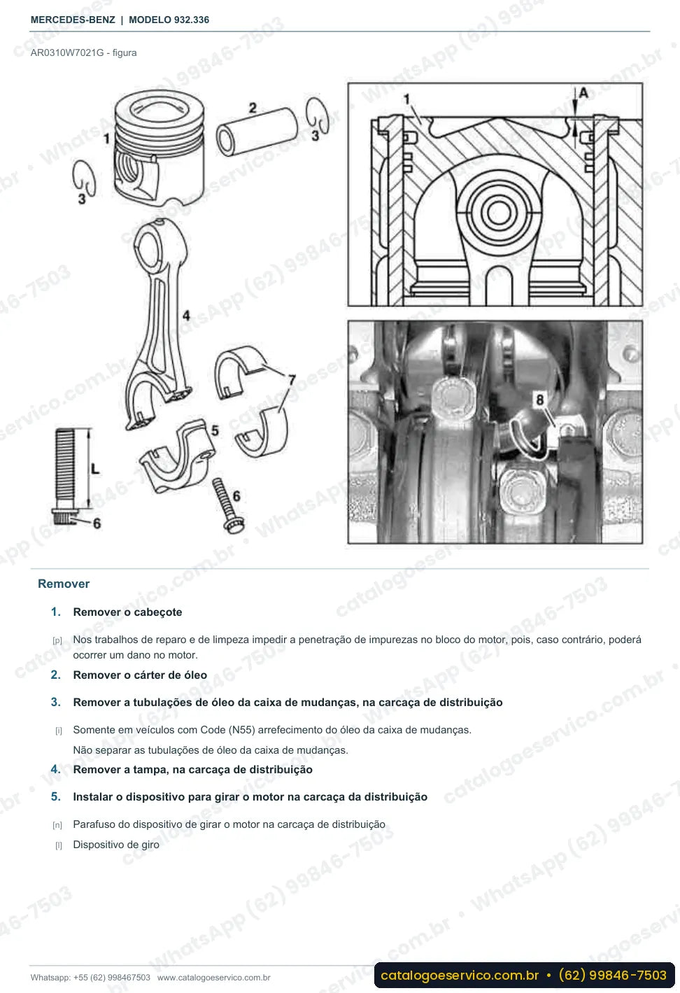 Página de procedimento do manual de oficina Mercedes-Benz Actros 4154 AK