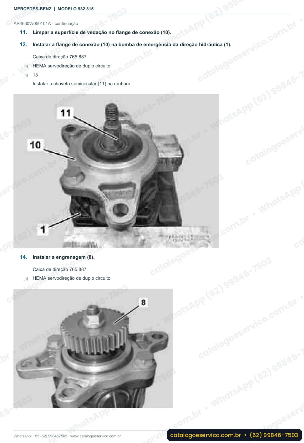 Página de procedimento do manual de oficina Mercedes-Benz Actros 4154 K