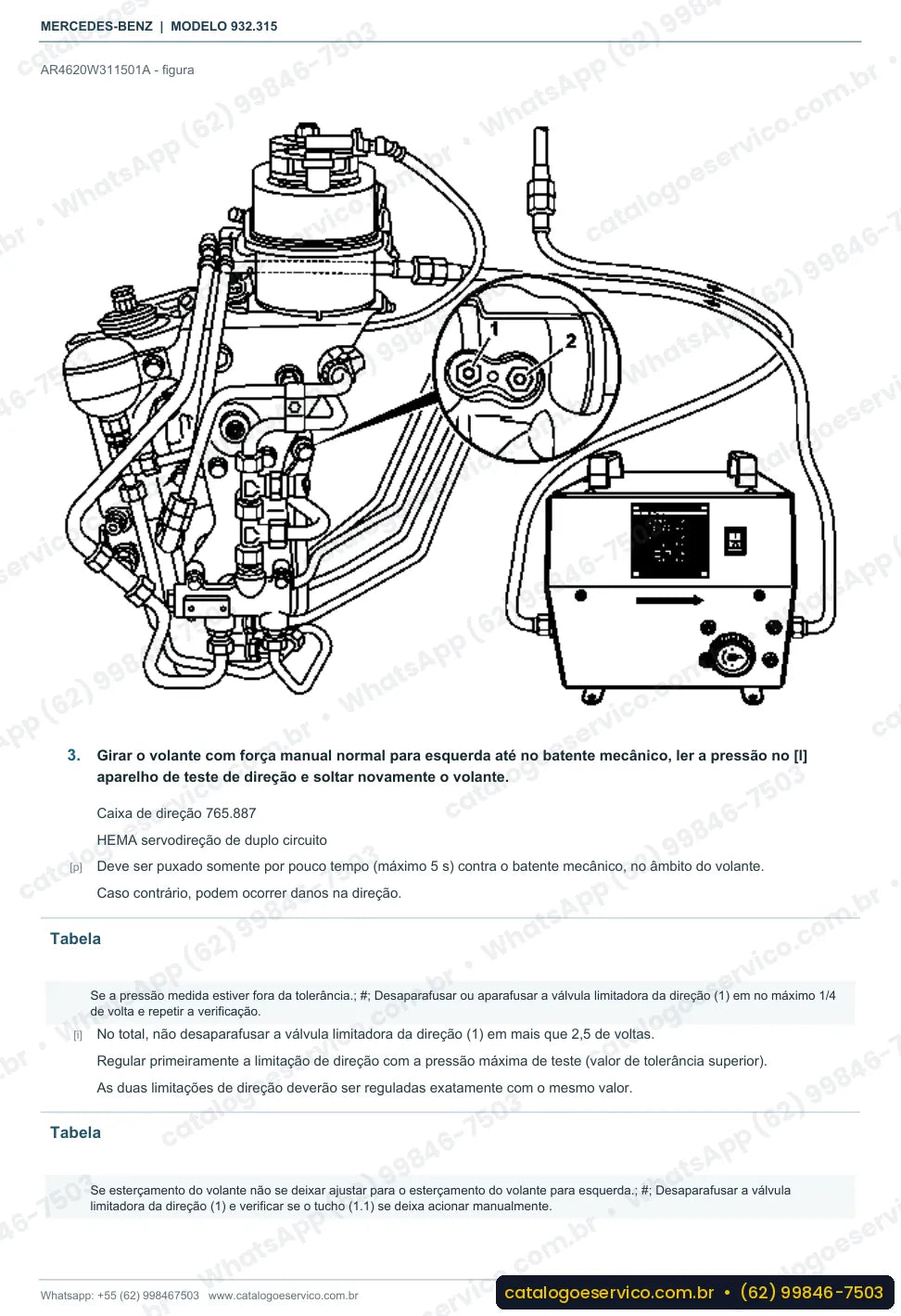 Página de procedimento do manual de oficina Mercedes-Benz Actros 4158 K