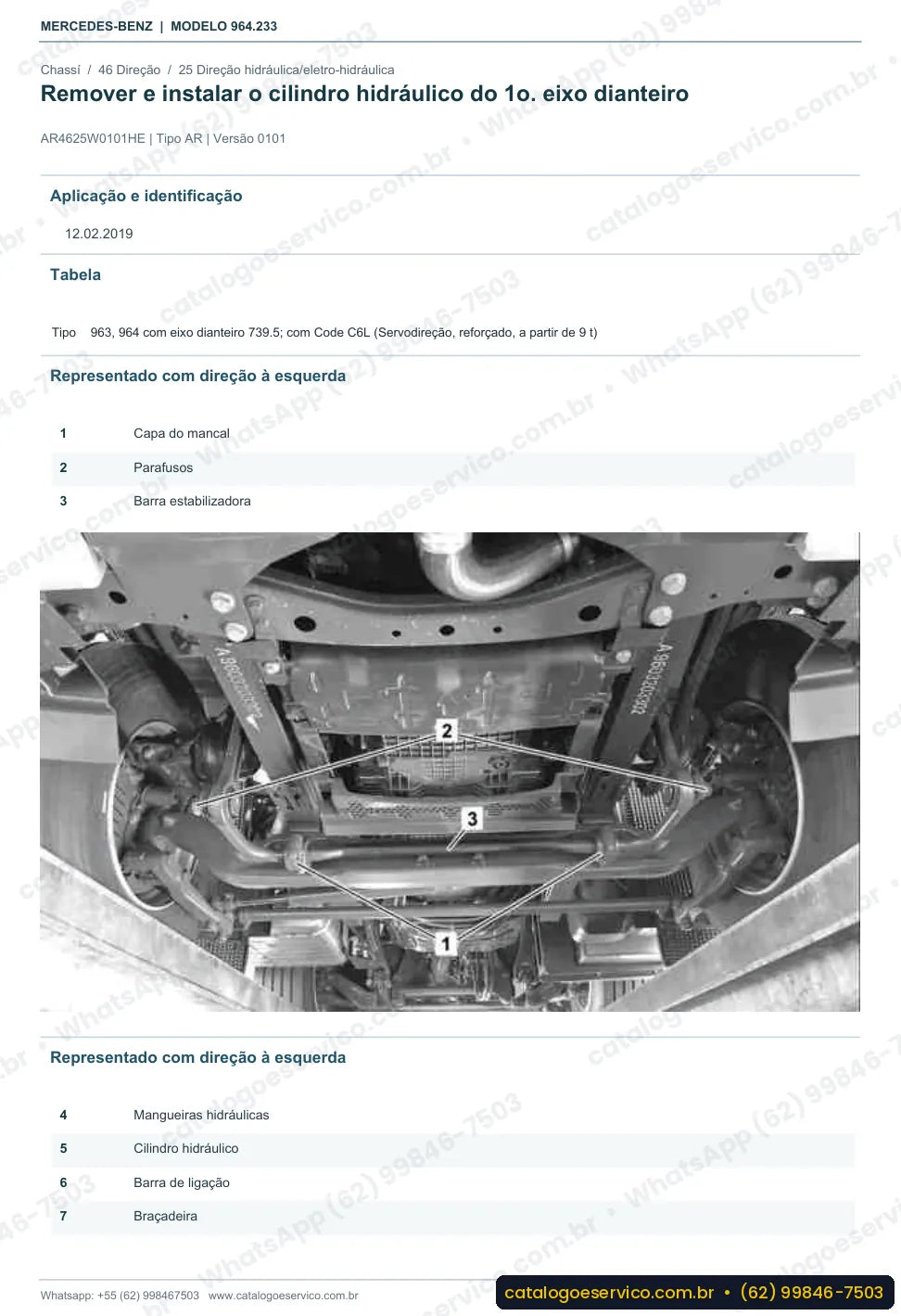Página de procedimento do manual de oficina Mercedes-Benz Actros 4163 AK