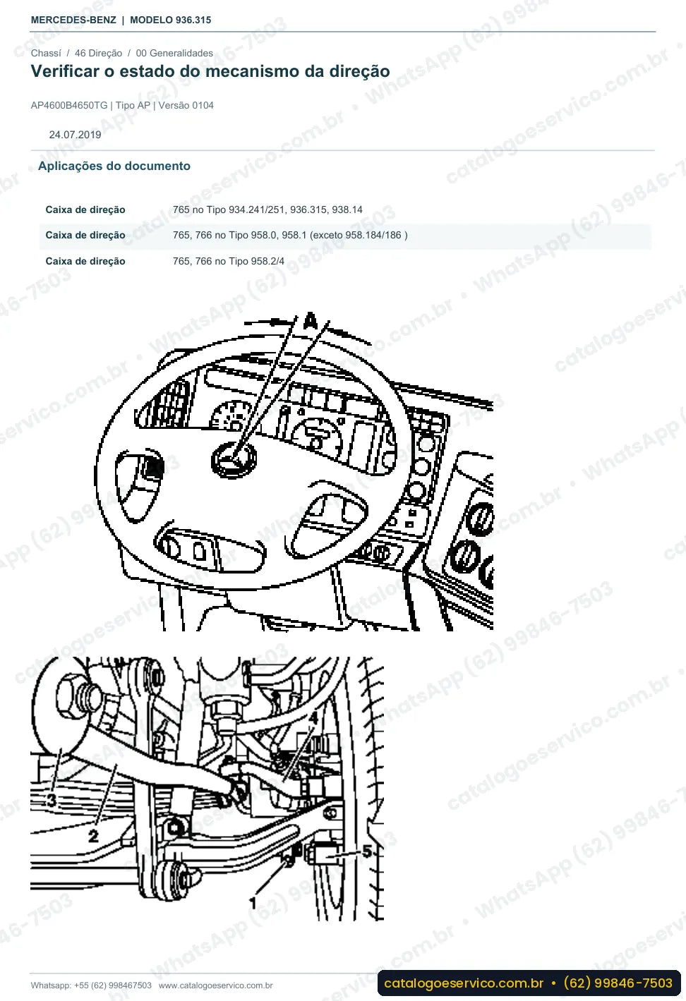 Página de procedimento do manual de oficina Mercedes-Benz Actros 4844 K