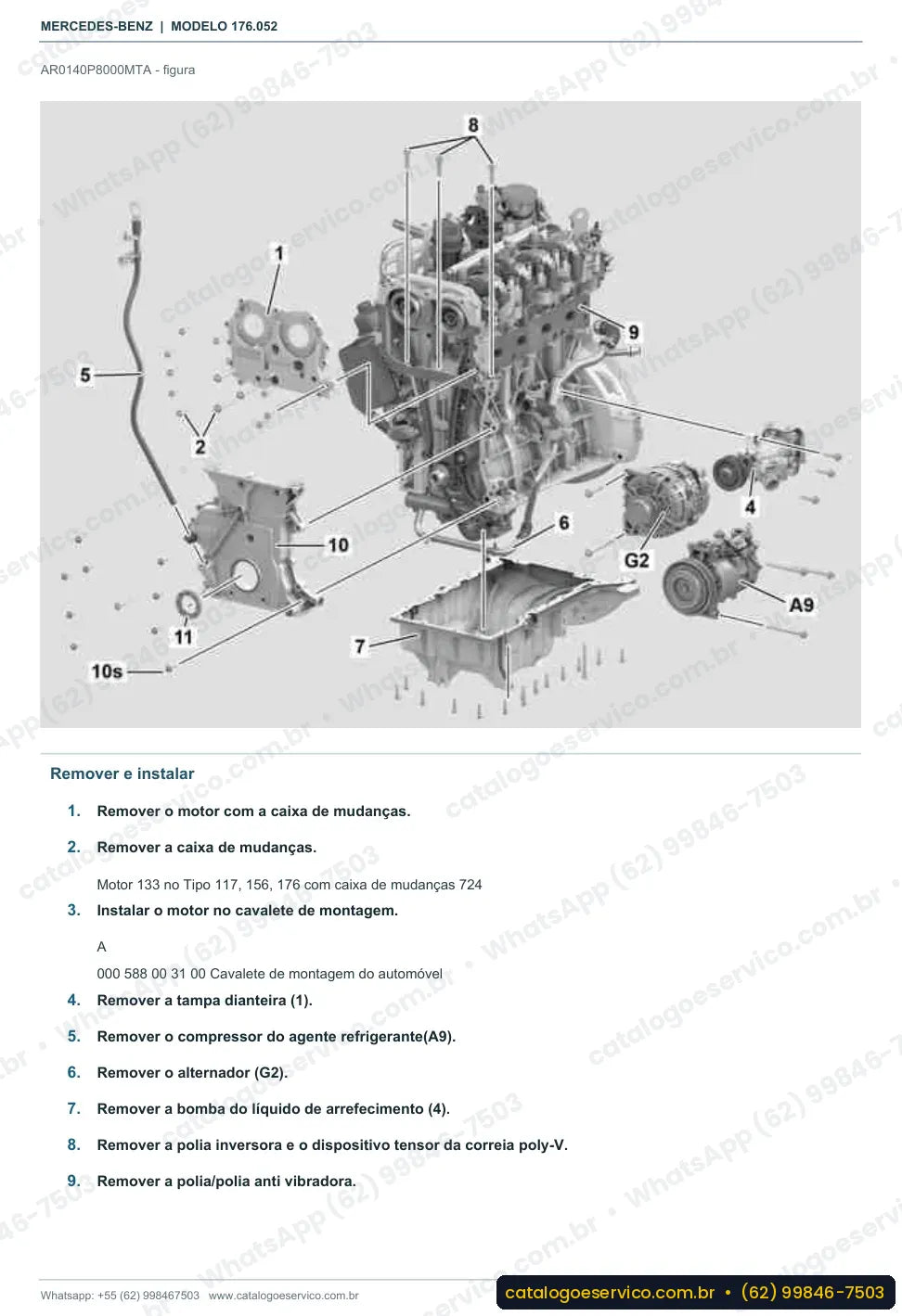 Página de procedimento do manual de oficina Mercedes-Benz AMG A 45 (W176)