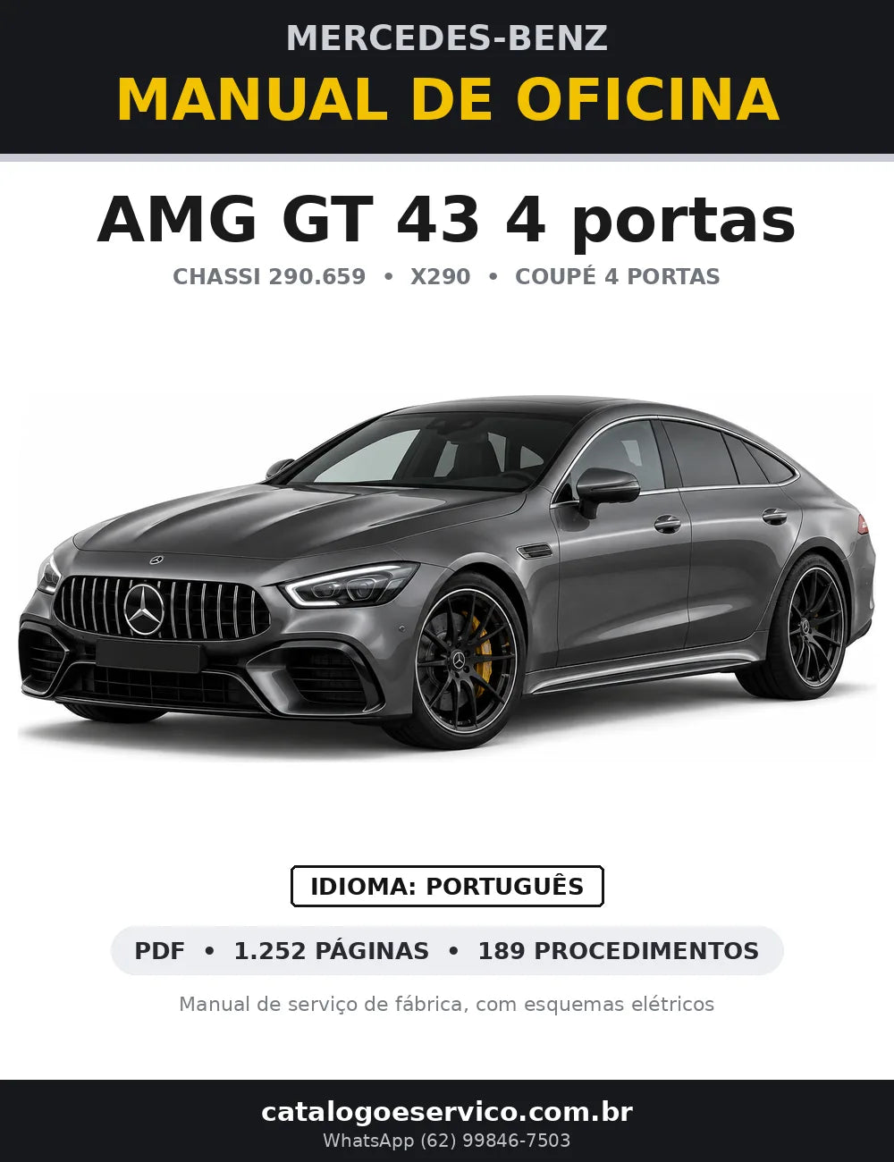Capa do manual de oficina Mercedes-Benz AMG GT 43 4 portas (X290)