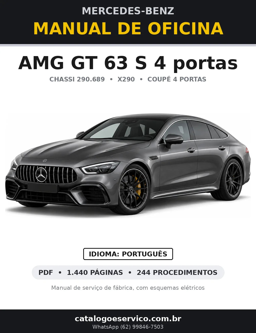 Capa do manual de oficina Mercedes-Benz AMG GT 63 S 4 portas (X290)