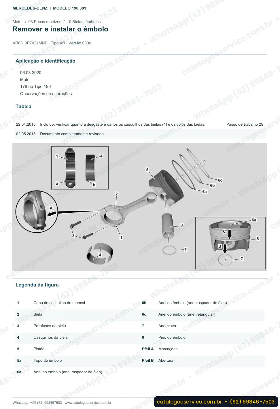 Página de procedimento do manual de oficina Mercedes-Benz AMG GT Black Series (C190)