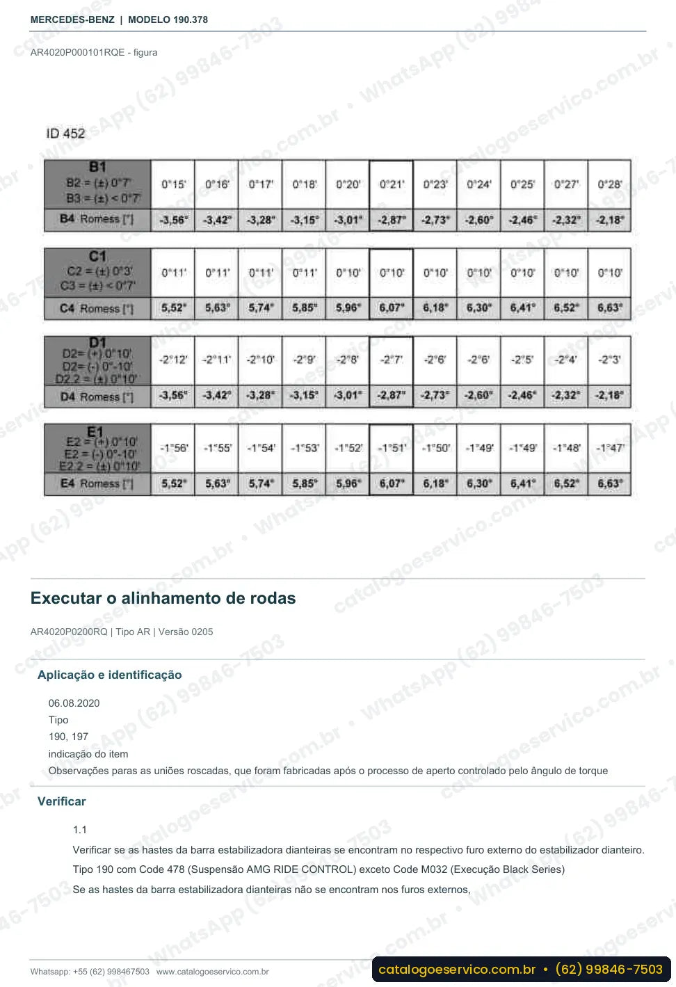 Página de procedimento do manual de oficina Mercedes-Benz AMG GT S (C190)